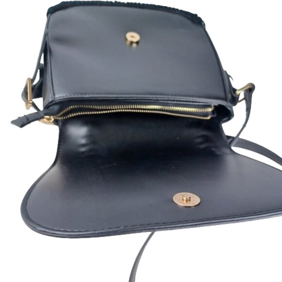 Fringe Black Saddle Cross Body Bag/Purse Western Motor Core Riding Handbag - Picture 7 of 9